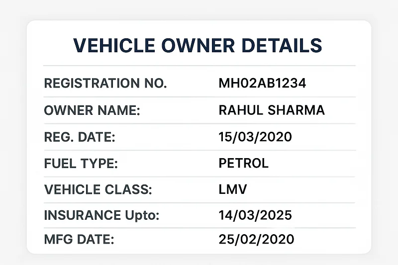 Vehicle Owner Details - RTO Vehicle Information