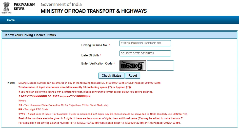 Check Your Driving Licence Status